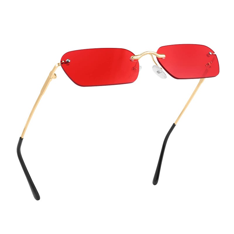 FEISEDY Rimless Sunglasses Y2K Sunglasses Retro Small Narrow Clear Eyewear Vintage Rectangle for Women Men B2643 - Image 1
